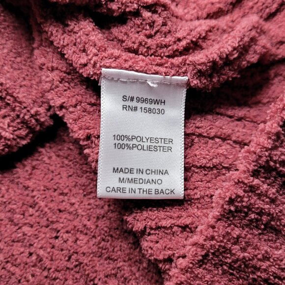 Women's Burgundy Boxy Oversized Cable Knit Button-Up Cardigan Size Medium - Picture 7 of 10